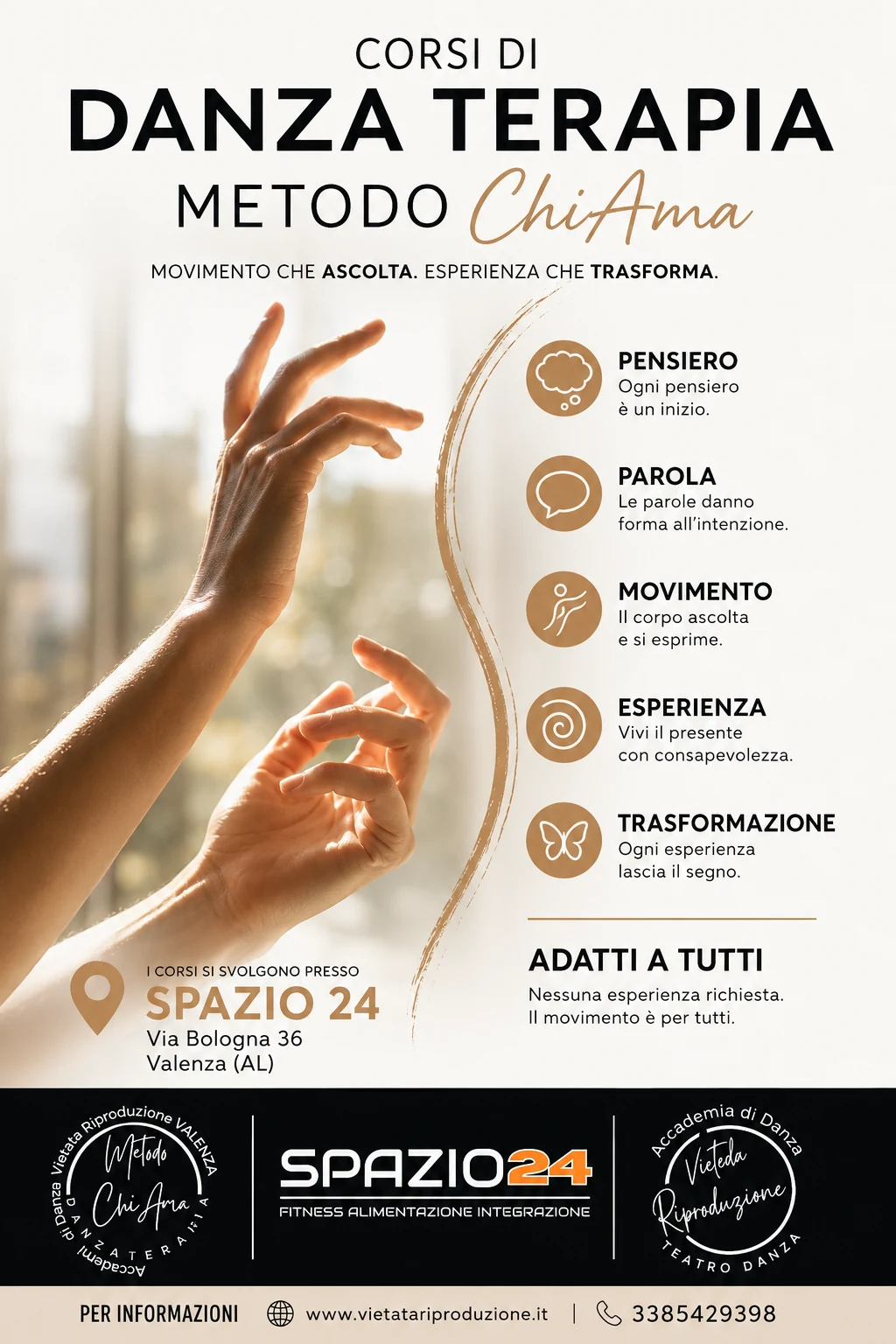 Locandina corsi di danza terapia Metodo ChiAma